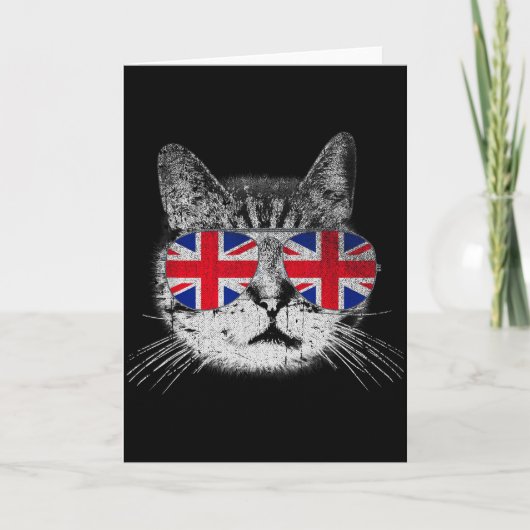 Katzen-Shirt Union Jack Flagge Land Retro England  Karte (Vorderseite)
