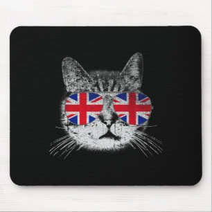 Katzen-Shirt Union Jack Flagge Land Retro England Mousepad