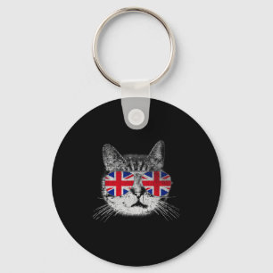 Katzen-Shirt Union Jack Flagge Land Retro England  Schlüsselanhänger