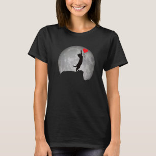 Katzen-Silhouette bei Vollmond mit einem Herzen. S T-Shirt