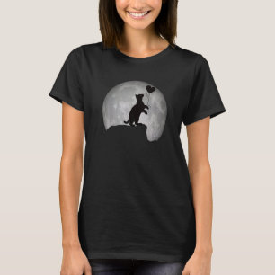 Katzen-Silhouette bei Vollmond mit einem Herzen. S T-Shirt