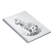 Katzen-Silhouette Florale Wildblume Notizblock (Rechte Seite)