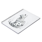 Katzen-Silhouette Florale Wildblume Notizblock (Linke Seite)