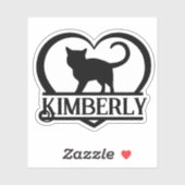 Katzen-Silhouette Herz geteiltes Monogramm Aufkleber (Blatt)