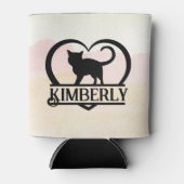 Katzen-Silhouette Herz geteiltes Monogramm Dosenkühler (Vorderseite)