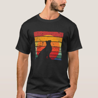 Katzen-Silhouette Retro-Sonnenuntergangs-Design mi T-Shirt