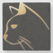 Katzen-Silhouette Steinuntersetzer (Vorderseite)