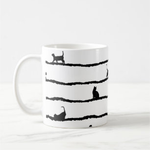 Katzen-Silhouette-Streifen abstraktes handgezeichn Kaffeetasse