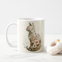 Katzen-Silhouette-Tasse Floral Boho Wildblumen