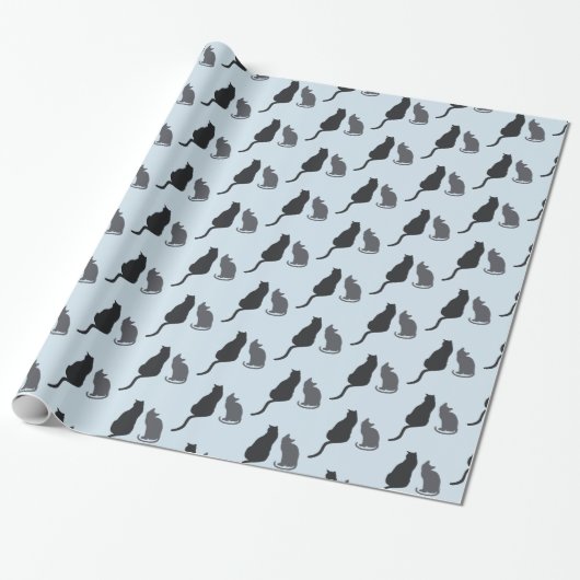 Katzen-Silhouette-Verpackungspapier Geschenkpapier (Ungerollt)