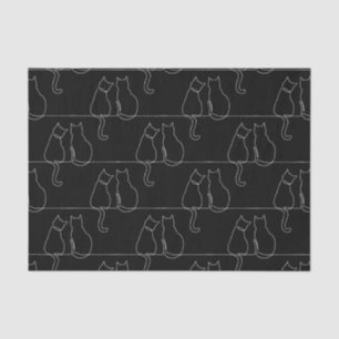 Katzen Silhouette Weiß Kontur Tier Seidenpapier