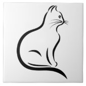 Katzen-Silhouetteillustration Fliese (Vorderseite)