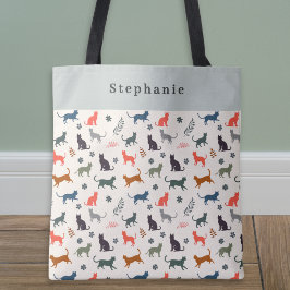 Katzen-Silhouetten Tiermuster Modern Personalisier Tasche