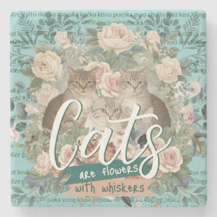 Katzen sind Blumen Cottagecore Botanische Kunst Steinuntersetzer
