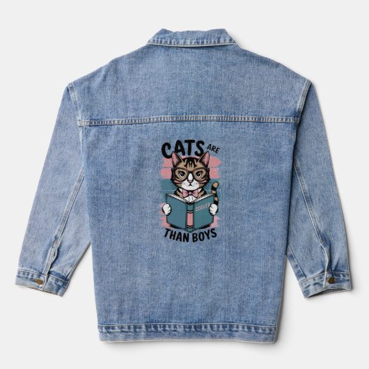 Katzen sind cool als Jungen Jeansjacke (Rückseite)