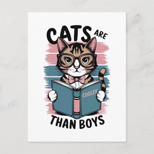 Katzen sind cool als Jungen Postkarte (Vorderseite)