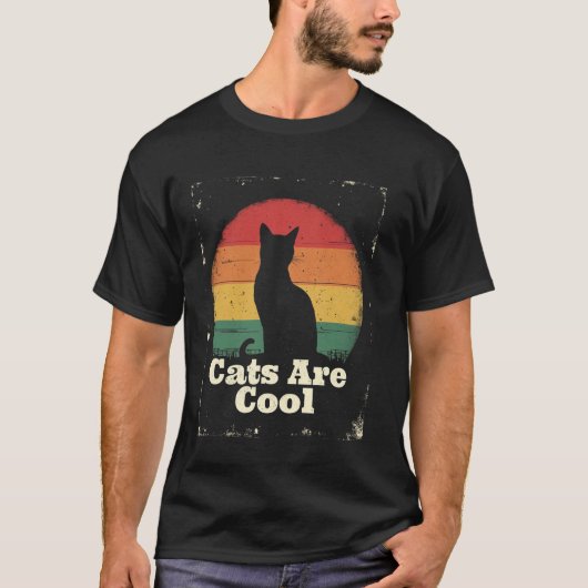 Katzen sind cool Retro-Katze T-Shirt (Vorderseite)
