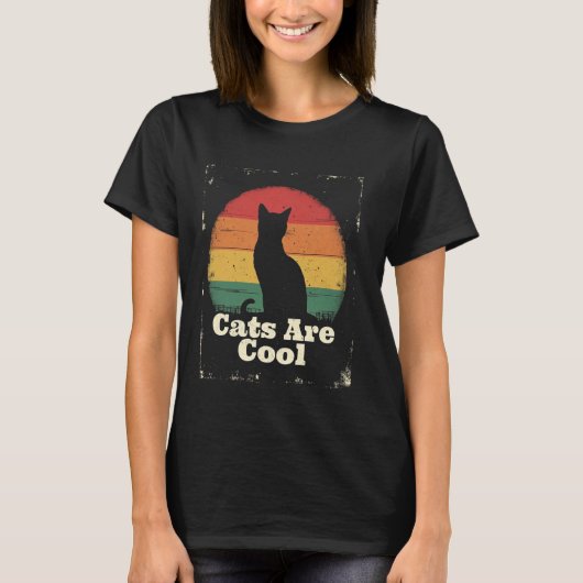 Katzen sind cool Retro-Katze T-Shirt (Vorderseite)