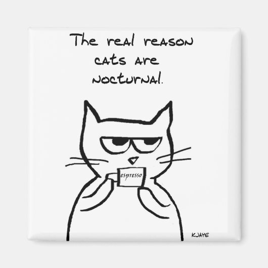 Katzen sind die ganze Nacht auf - Funny Cat Magnet (Vorne)