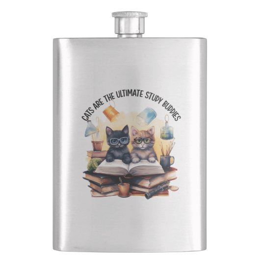 Katzen sind die ultimativen Lernbuddies Flachmann (Vorderseite)