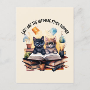 Katzen sind die ultimativen Lernbuddies Postkarte