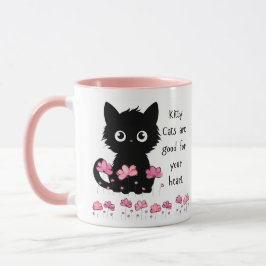 Katzen sind gut für das Herz, schwarze Kitty Tasse