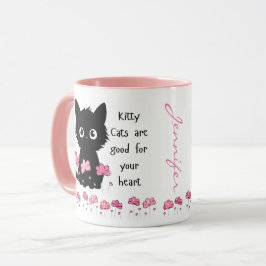 Katzen sind gut für das Herz, schwarze Kitty Tasse