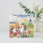 Katzen sind im Feld Blume Dankeskarte (Stehend Vorderseite)
