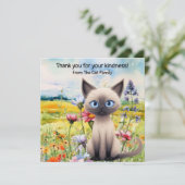 Katzen sind im Feld Blume Dankeskarte (Stehend Vorderseite)