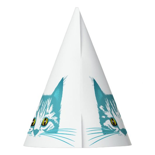 Katzen sind mein liebstes Zitat Türkis Stencil. Partyhütchen (Rückseite)