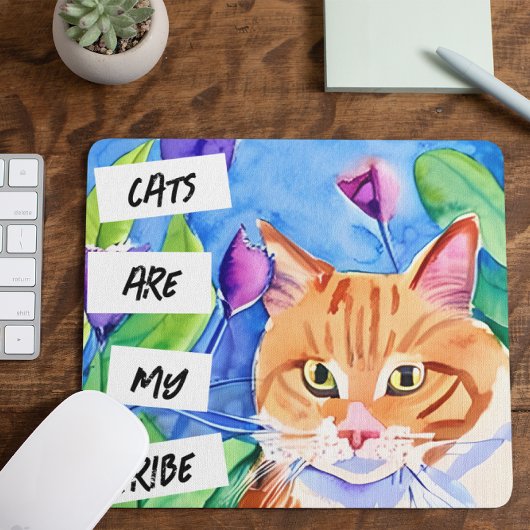Katzen sind mein Stamm | Orangefarbene Katzen und  Mousepad