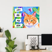 Katzen sind mein Stamm | Orangefarbene Katzen und Poster (Heimbüro)