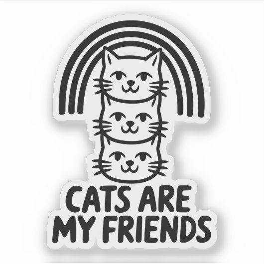 Katzen sind meine Freunde Niedlichen Cat Rainbow V Aufkleber (Vorderseite)