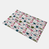 Katzen sind mit gedämpftem, aquamarin-rosa Muster Fußmatte (Schrägansicht)