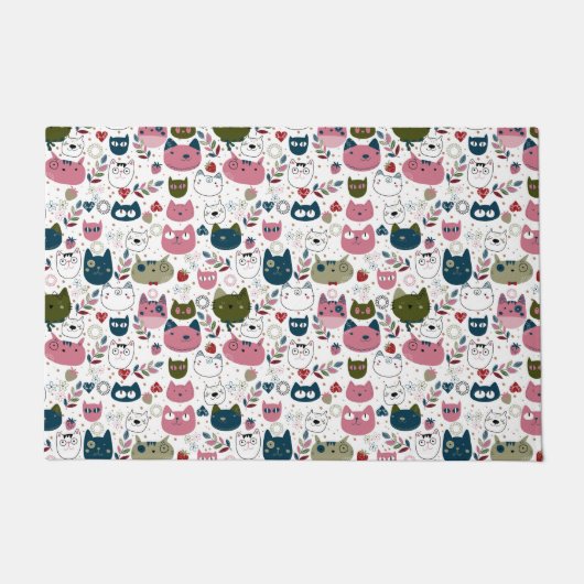 Katzen sind mit gedämpftem, aquamarin-rosa Muster Fußmatte (Vorderseite)