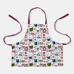 Katzen sind mit gedämpftem, aquamarin-rosa Muster  Schürze