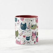 Katzen sind mit gedämpftem, aquamarin-rosa Muster Tasse (Zentrum)