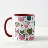 Katzen sind mit gedämpftem, aquamarin-rosa Muster Tasse (Links)