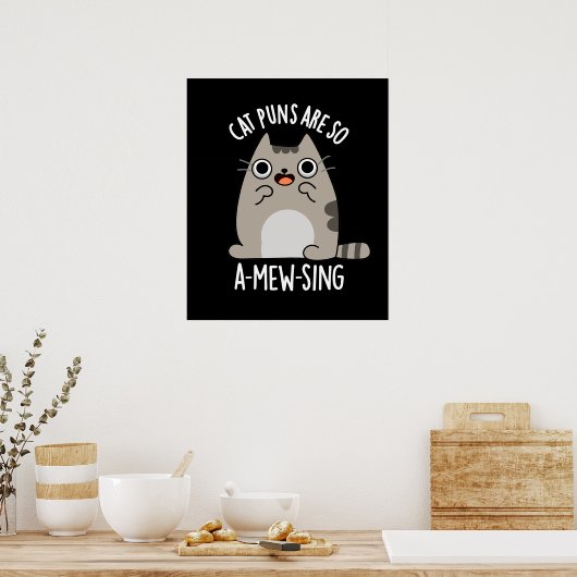 Katzen sind so A-Mäuse Tier Pun Dark BG Poster (Küche)