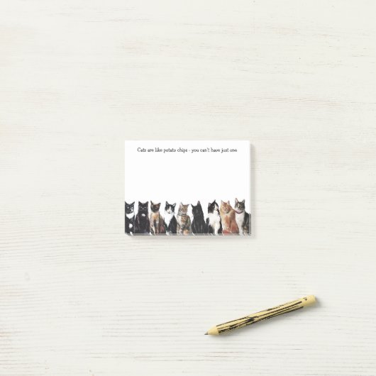 Katzen sind wie Kartoffelchips - Fun verrückte Kat Post-it Klebezettel (Auf Schreibtisch)