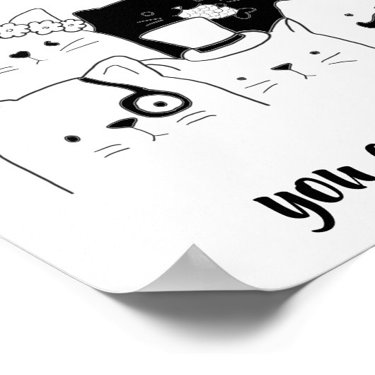 Katzen sind wie Kartoffelchips / Funny Cat Doodle Poster (Ecke)