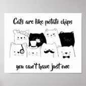 Katzen sind wie Kartoffelchips / Funny Cat Doodle Poster (Vorne)