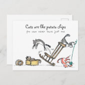 Katzen sind wie Kartoffelchips / Funny Cat Postkarte (Vorne/Hinten)