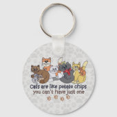 Katzen sind wie Kartoffelchips Grau Schlüsselanhänger (Vorderseite)