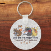 Katzen sind wie Kartoffelchips Grau Schlüsselanhänger (Vorderseite)