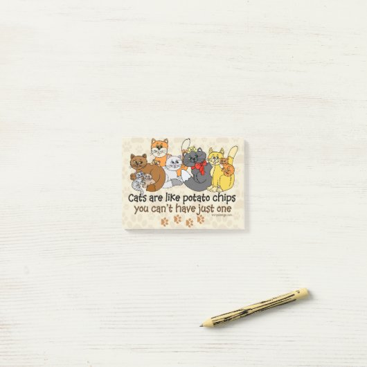 Katzen sind wie Kartoffelchips Post-it Klebezettel (Auf Schreibtisch)