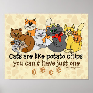 Katzen sind wie Kartoffelchips Poster