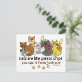 Katzen sind wie Kartoffelchips Postkarte (Stehend Vorderseite)