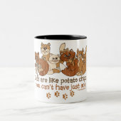 Katzen sind wie Kartoffelchips Zweifarbige Tasse (Mittel)