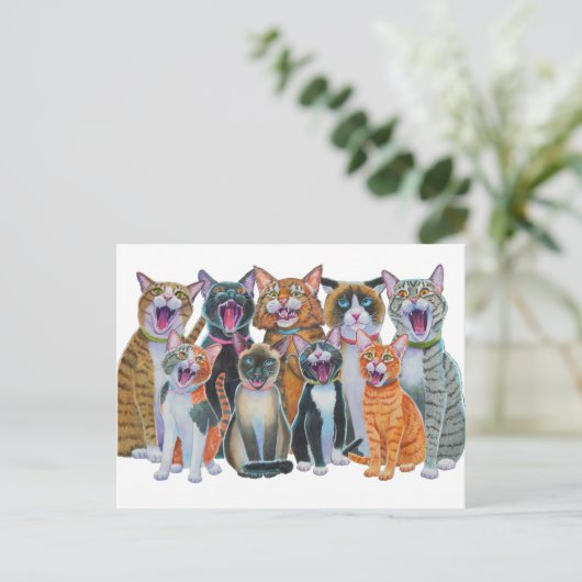 Katzen singen postkarte (Stehend Vorderseite)